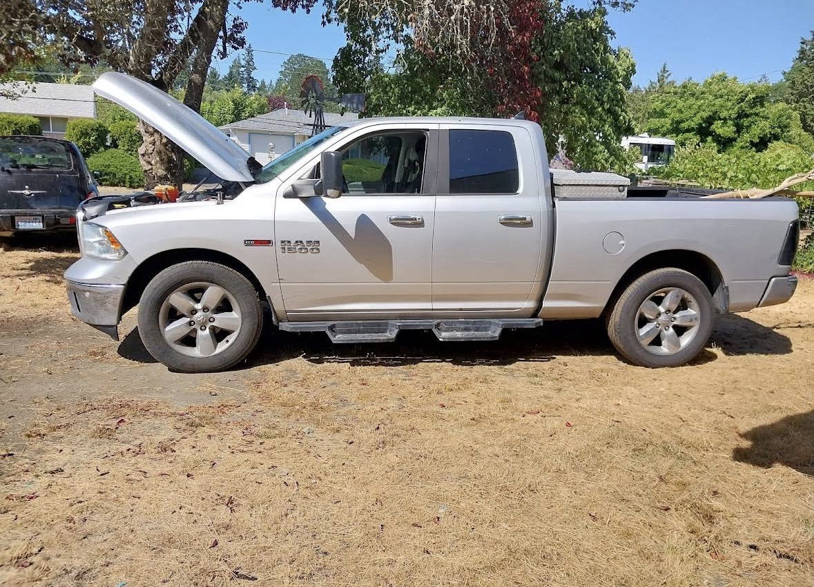 Roadside repair on a Ram truck
